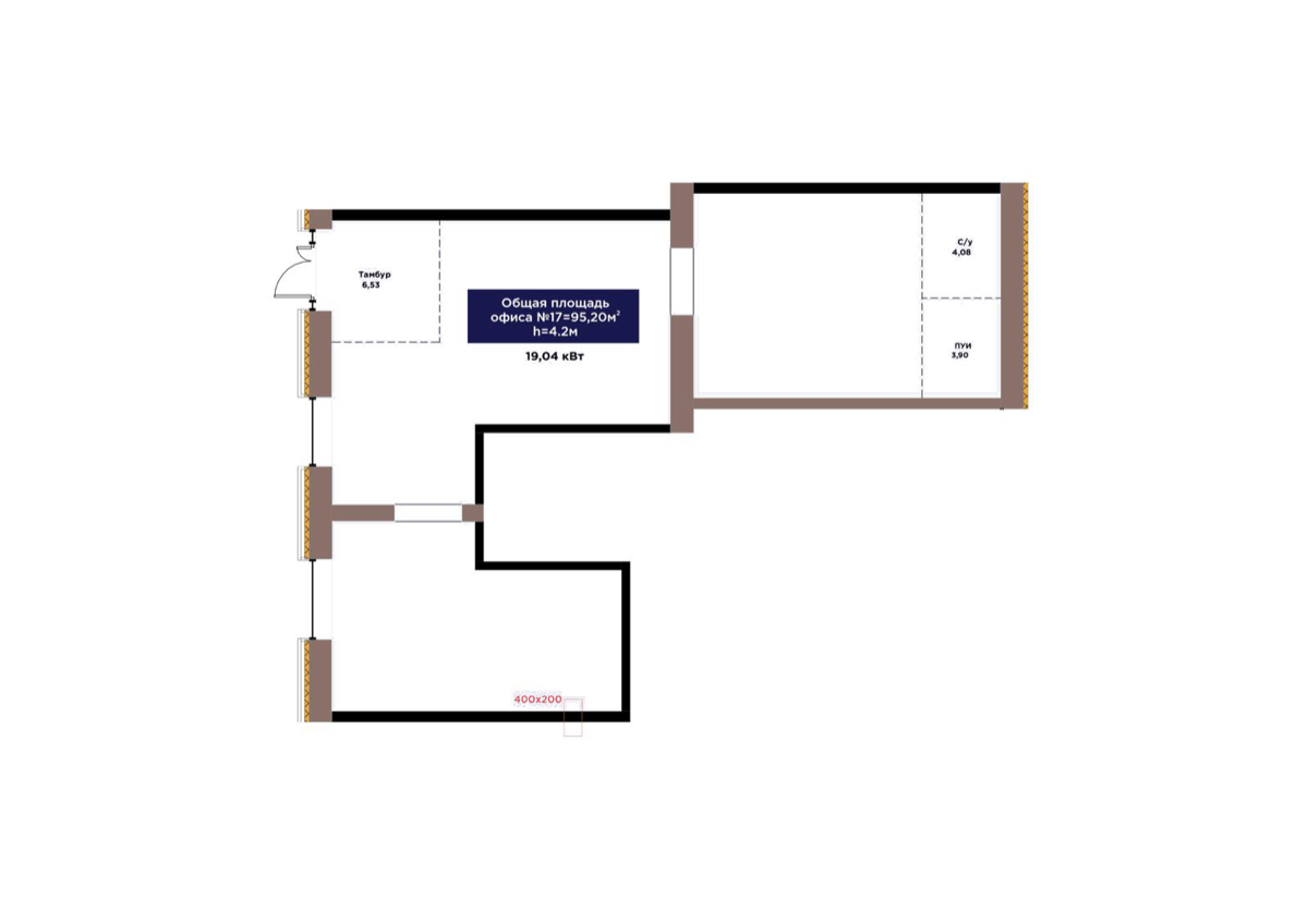 Планировка помещения 95 м² в ЖК «Arna Urpaq»