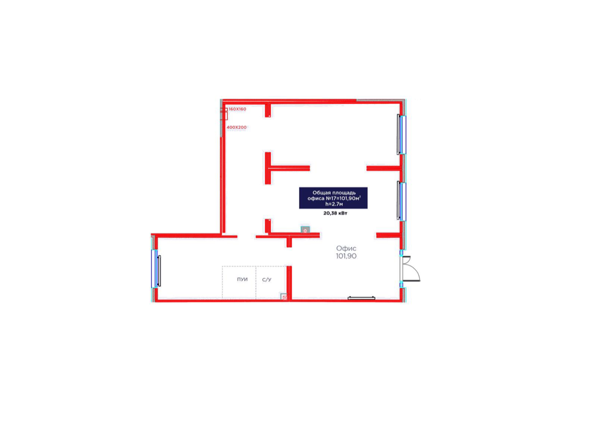 Планировка помещения 102 м² в ЖК «Jetisu Bereke»