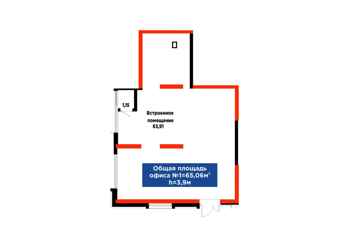 Планировка помещения 65 м² в ЖК «4Seasons. Crystal»