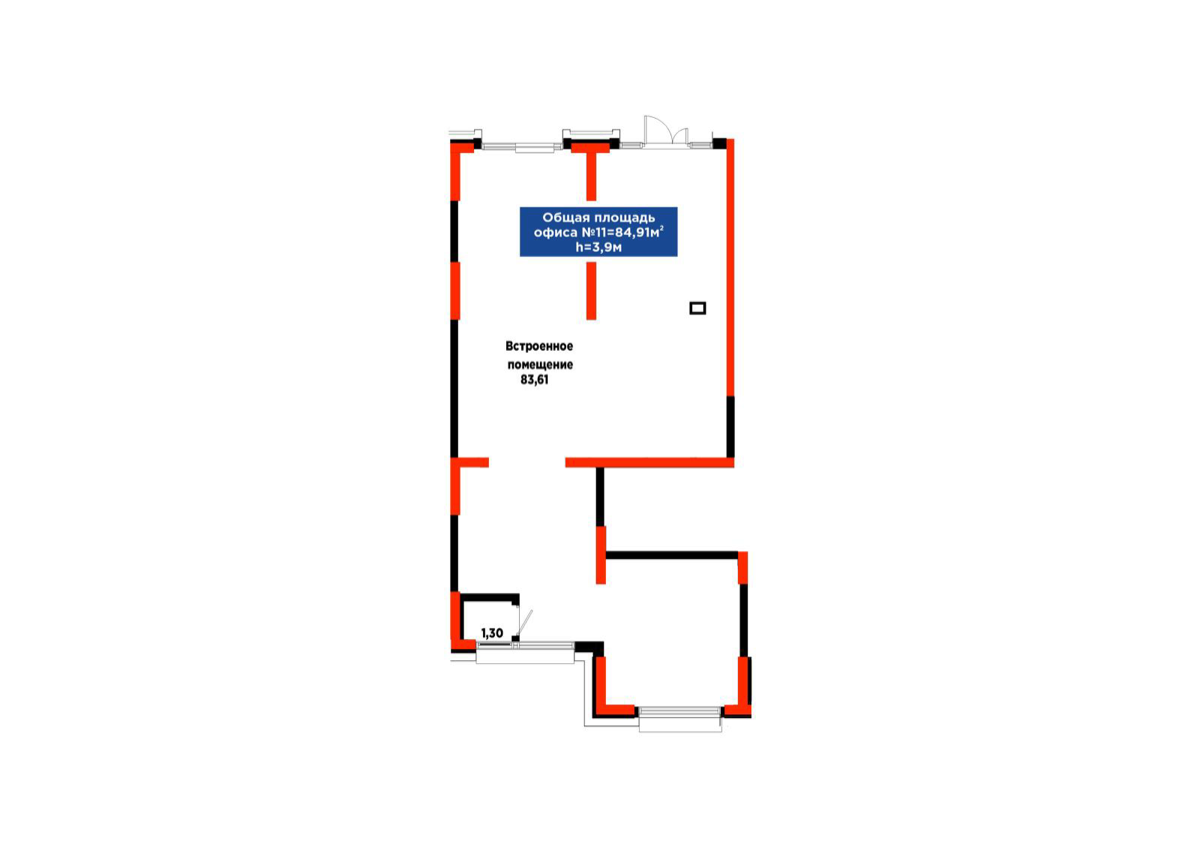 Планировка помещения 85 м² в ЖК «4Seasons. Crystal»