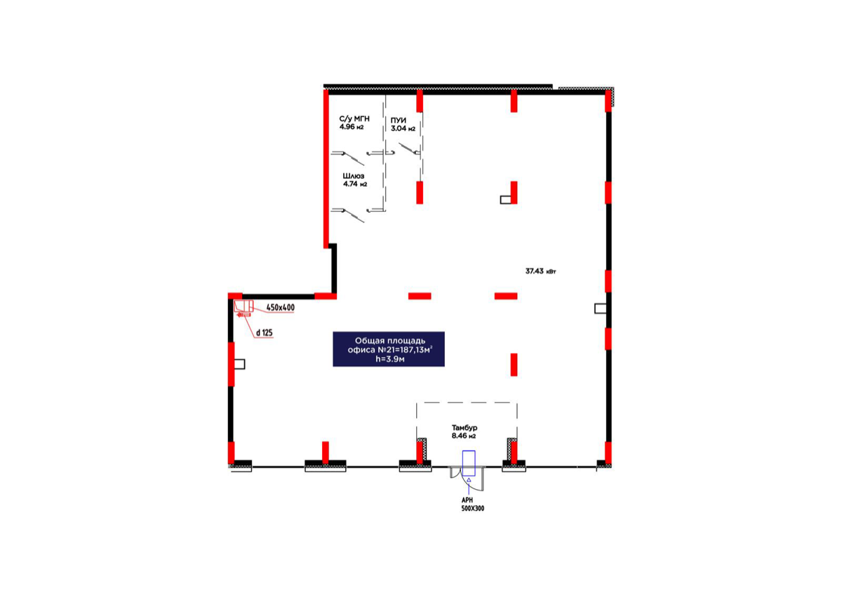 Планировка помещения 187 м² в ЖК «MOD Fusion»