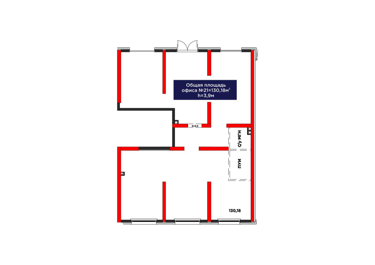 Планировка помещения 130 м² в ЖК «Arman Qala Comfort»