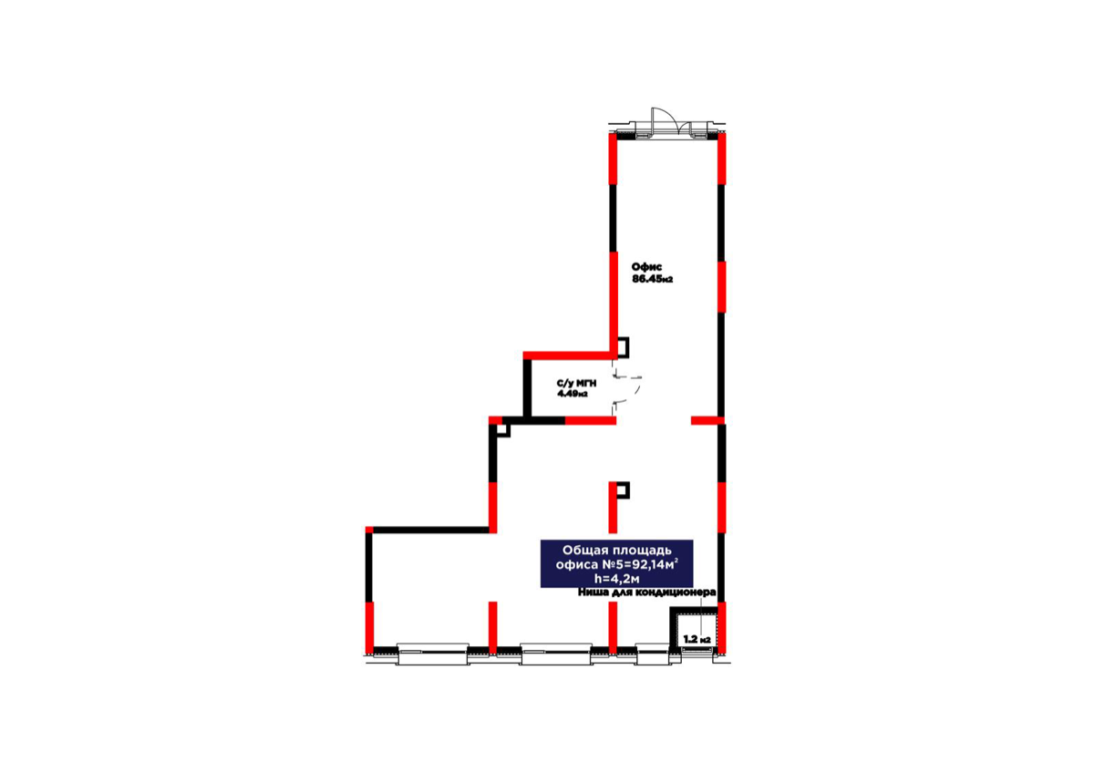 Планировка помещения 96 м² в ЖК «Atamura. Dastur»