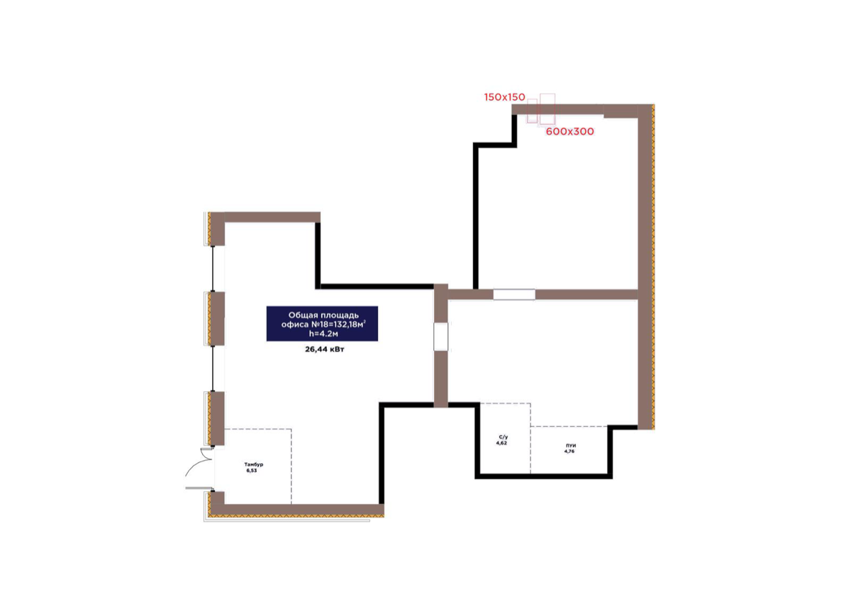 Планировка помещения 132 м² в ЖК «Arna Urpaq»