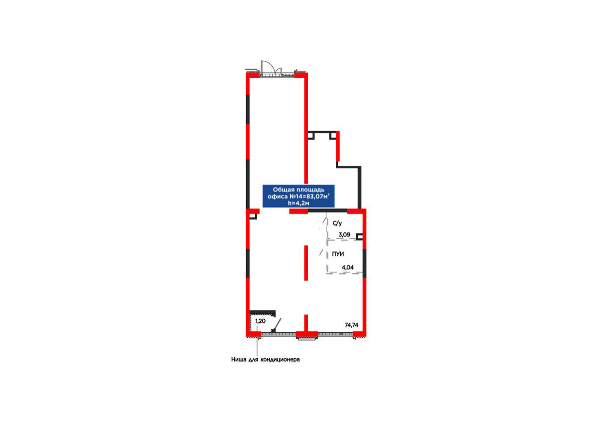 Планировка помещения 82 м² в ЖК «Arena City. Sport Almaty»