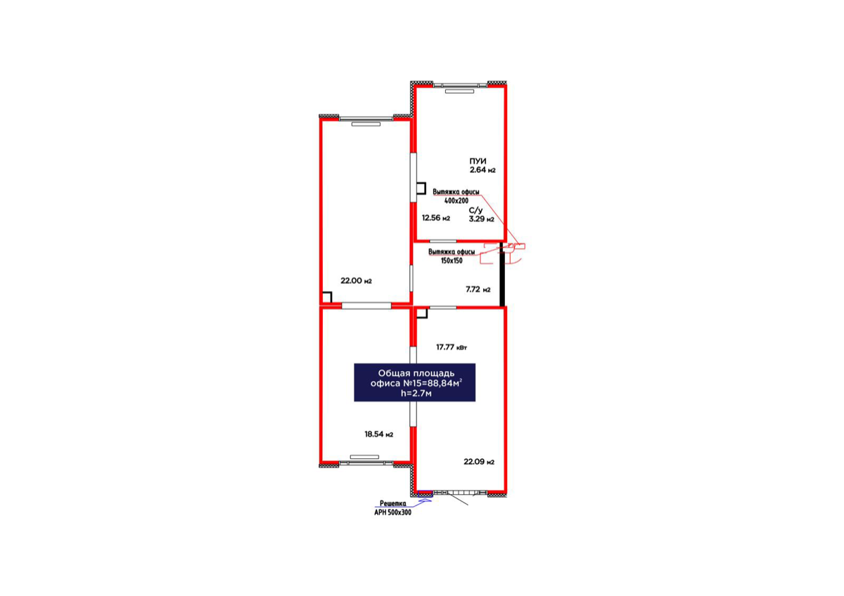 Планировка помещения 89 м² в ЖК «Jetisu.Aspan»