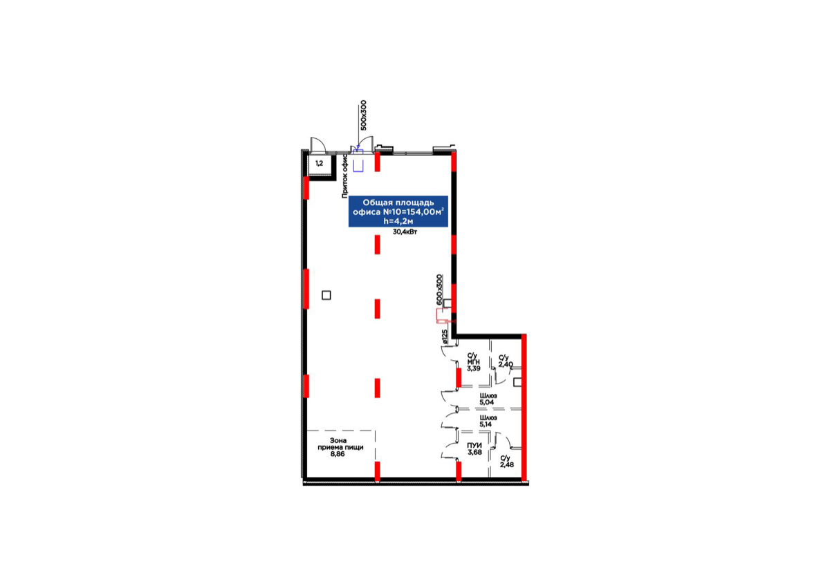 Планировка помещения 154 м² в ЖК «MOD Urban»