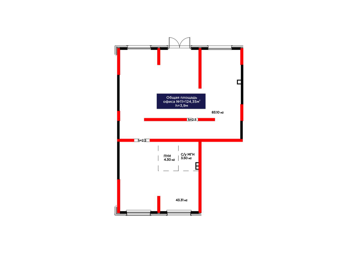 Планировка помещения 124 м² в ЖК «Arman Qala Comfort»