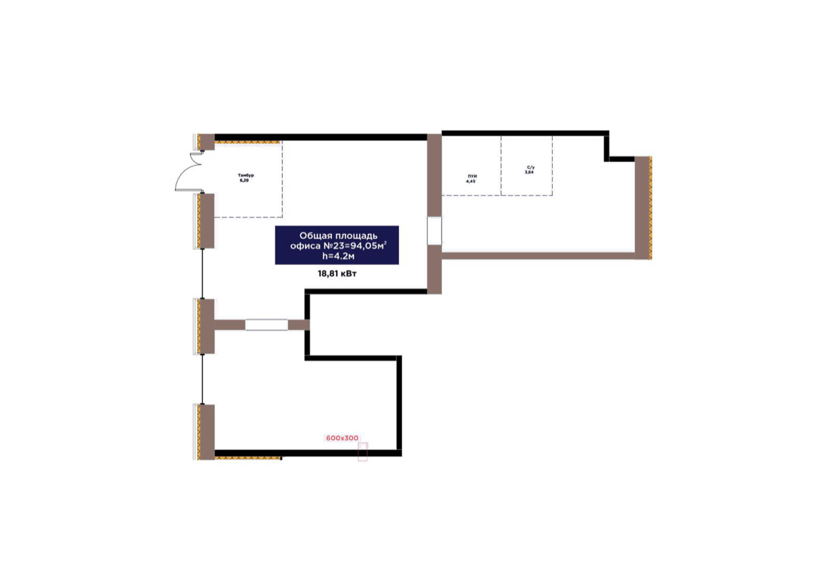 Планировка помещения 94 м² в ЖК «Arna Urpaq»