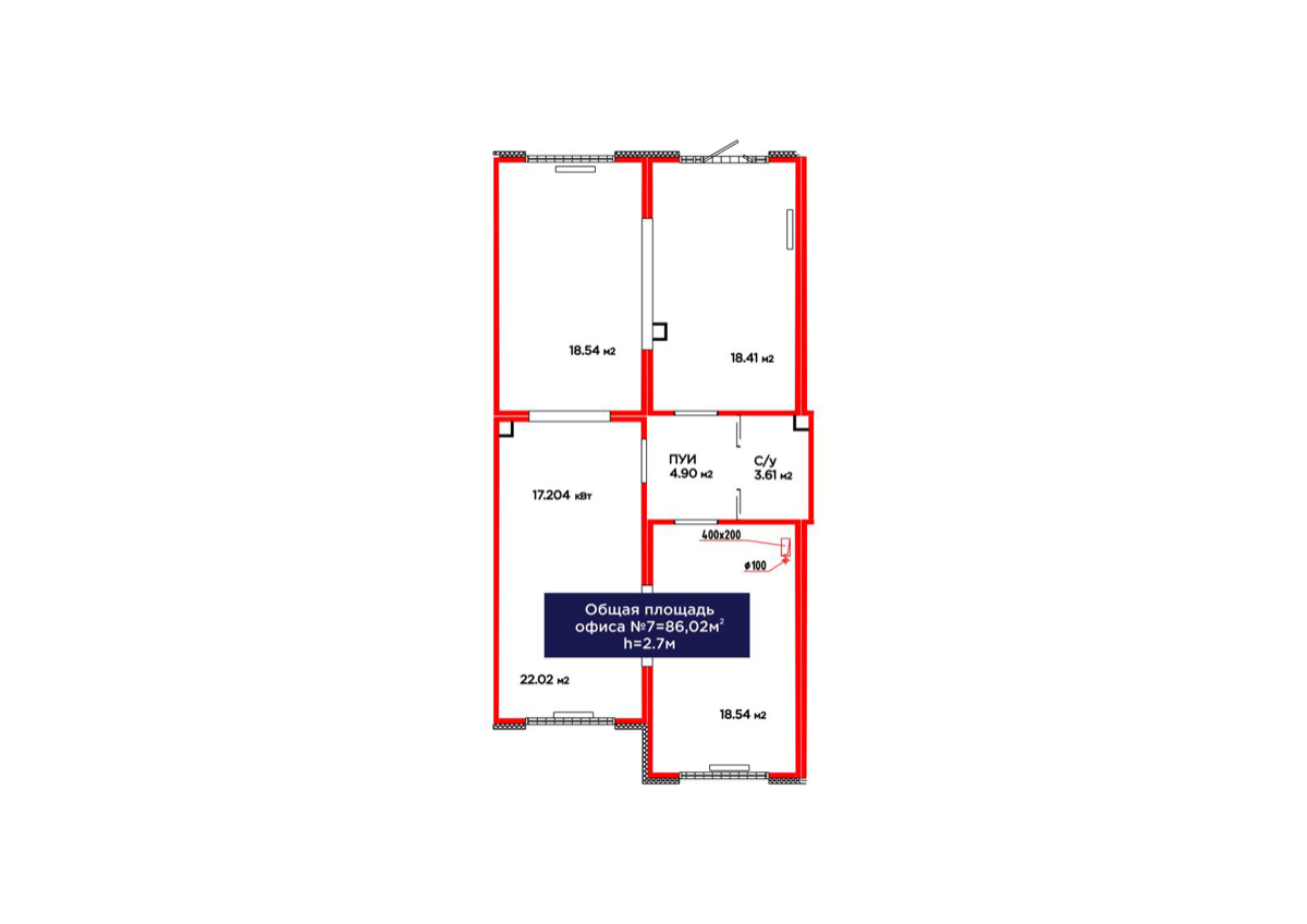 Планировка помещения 86 м² в ЖК «Jetisu.Aspan»