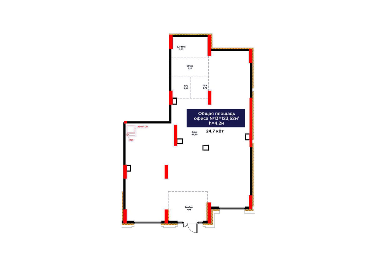 Планировка помещения 124 м² в ЖК «ŪIA.DARYN»