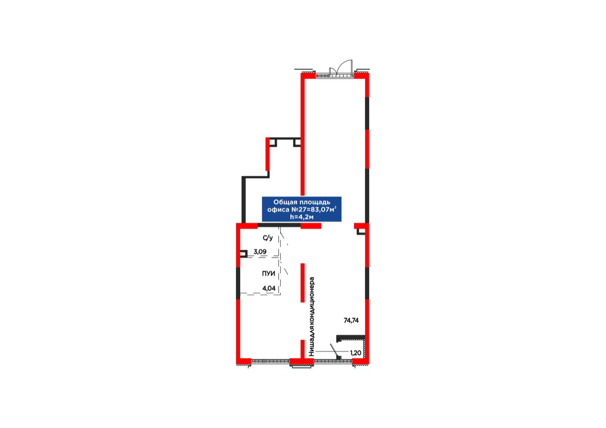 Планировка помещения 82 м² в ЖК «Arena City. Sport Almaty»