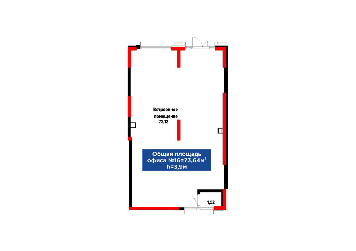 Планировка помещения 74 м² в ЖК «4Seasons. Crystal»