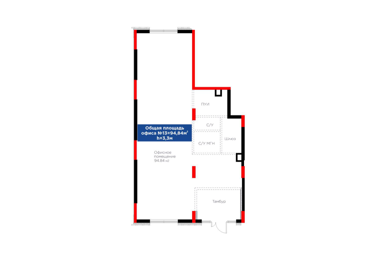Планировка помещения 98 м² в ЖК «Batysmūra Lite»