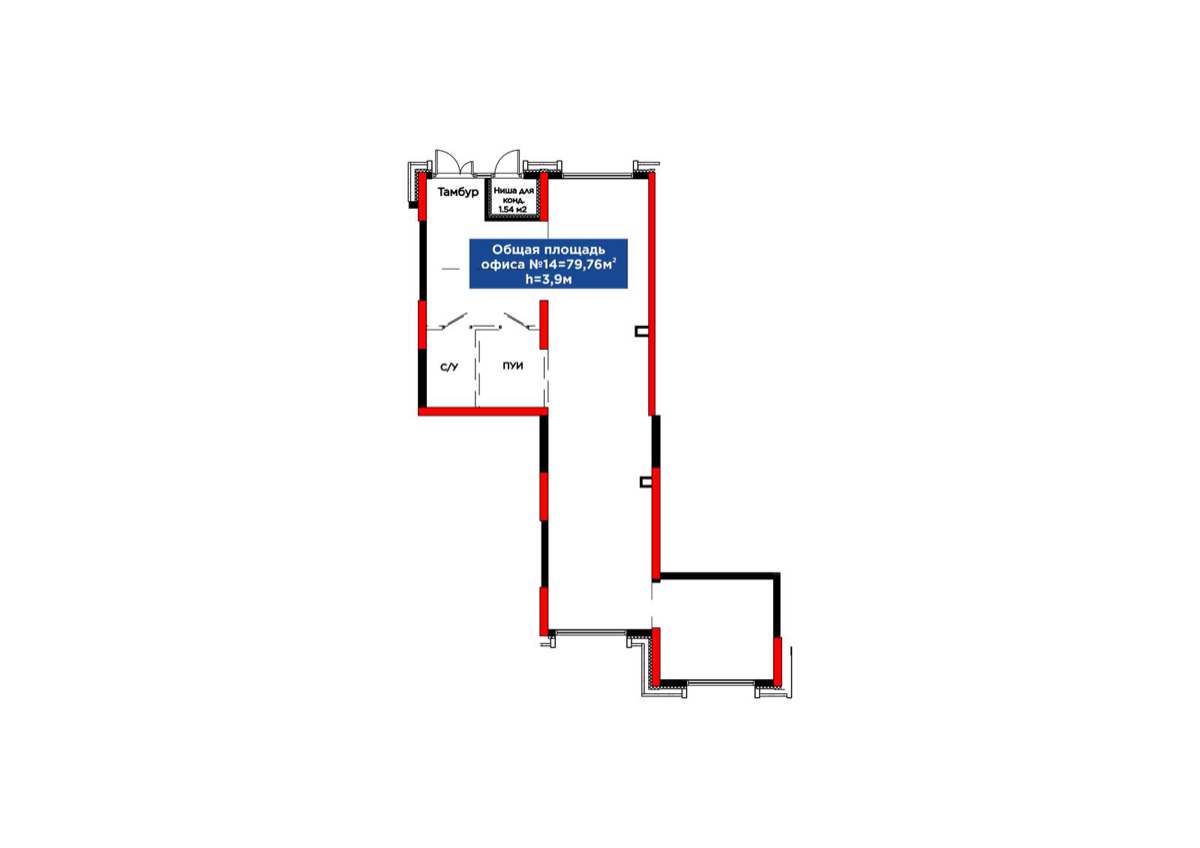 Планировка помещения 80 м² в ЖК «4Seasons. Dream»