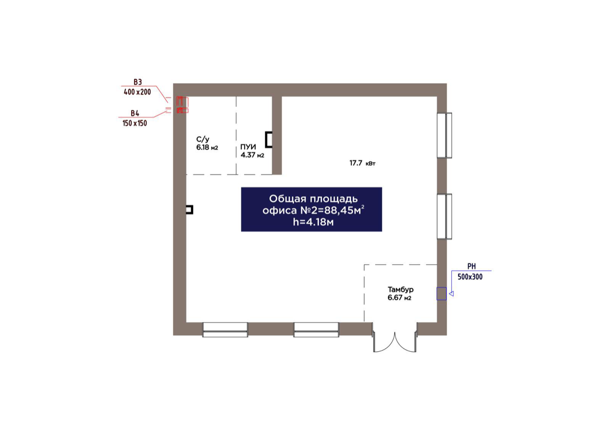 Планировка помещения 88 м² в ЖК «ŪIA.TARIH»