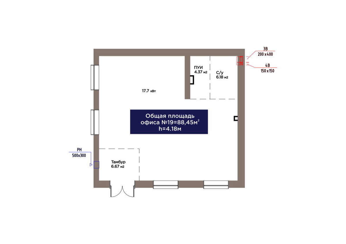 Планировка помещения 88 м² в ЖК «ŪIA.TARIH»