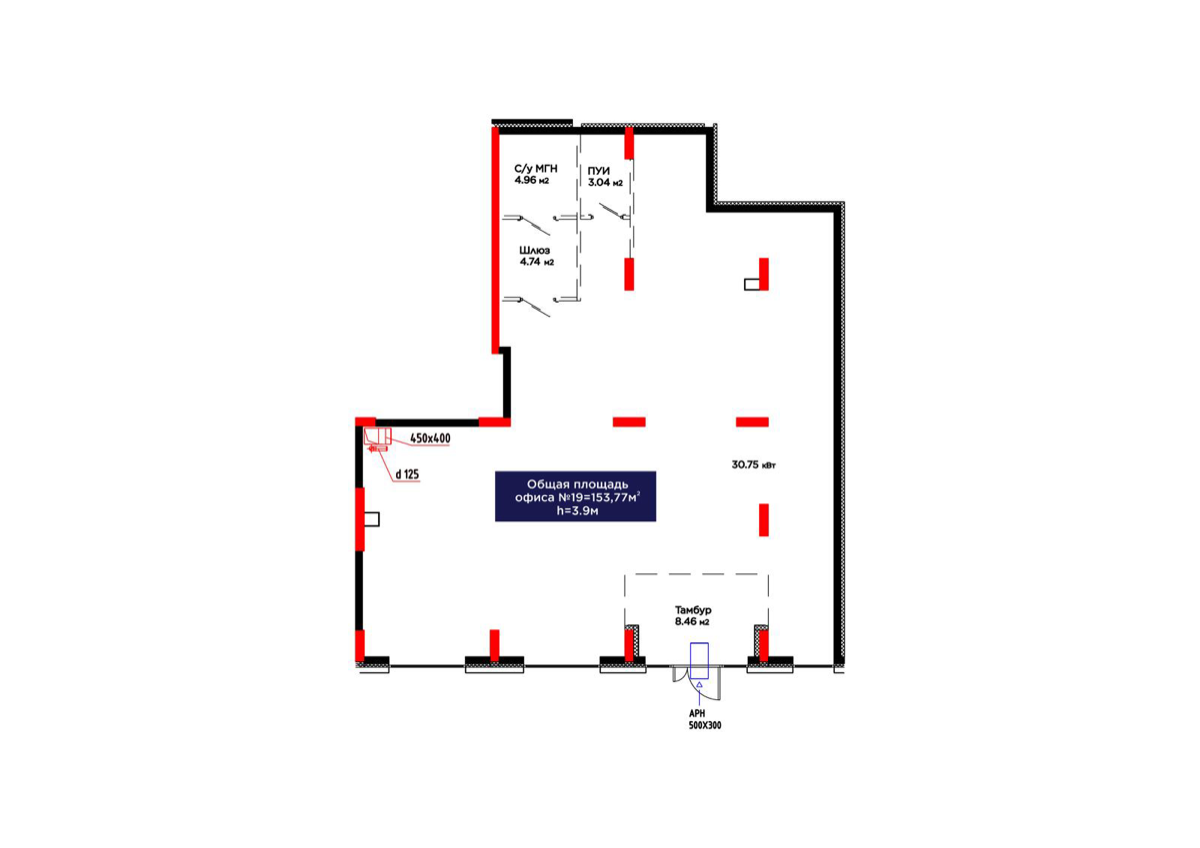 Планировка помещения 154 м² в ЖК «MOD Fusion»