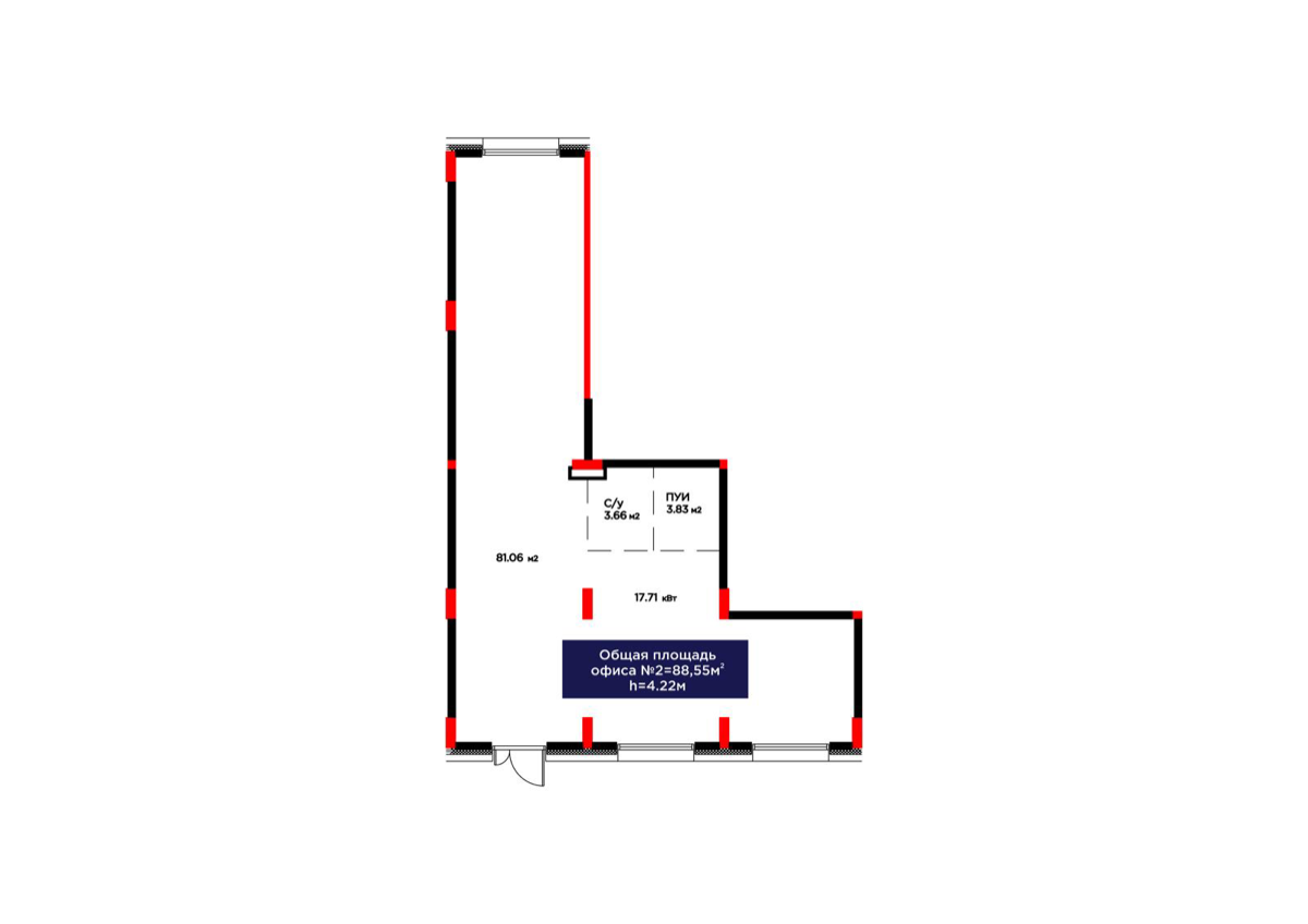 Планировка помещения 89 м² в ЖК «ŪIA.DARYN»
