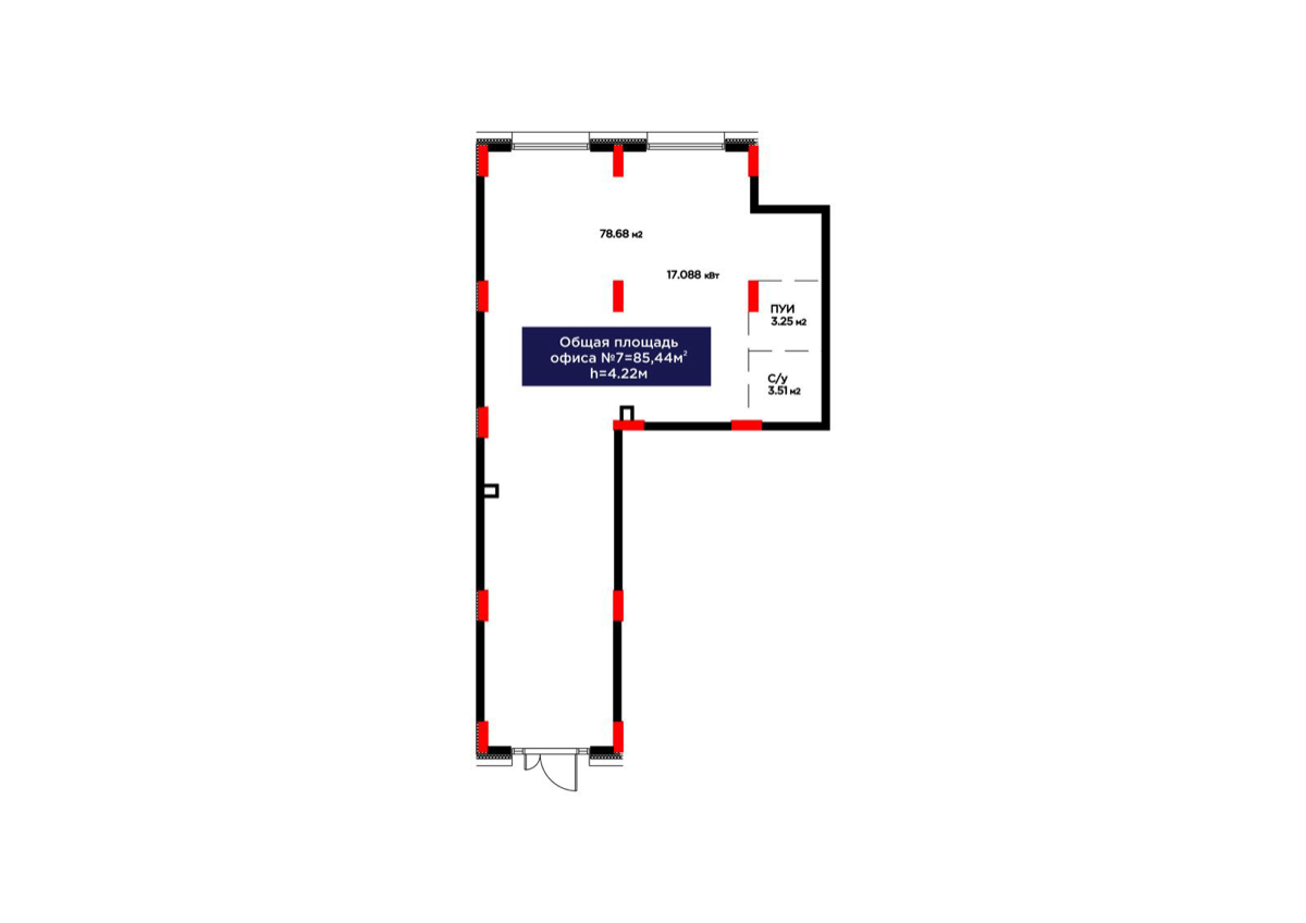 Планировка помещения 85 м² в ЖК «ŪIA.DARYN»