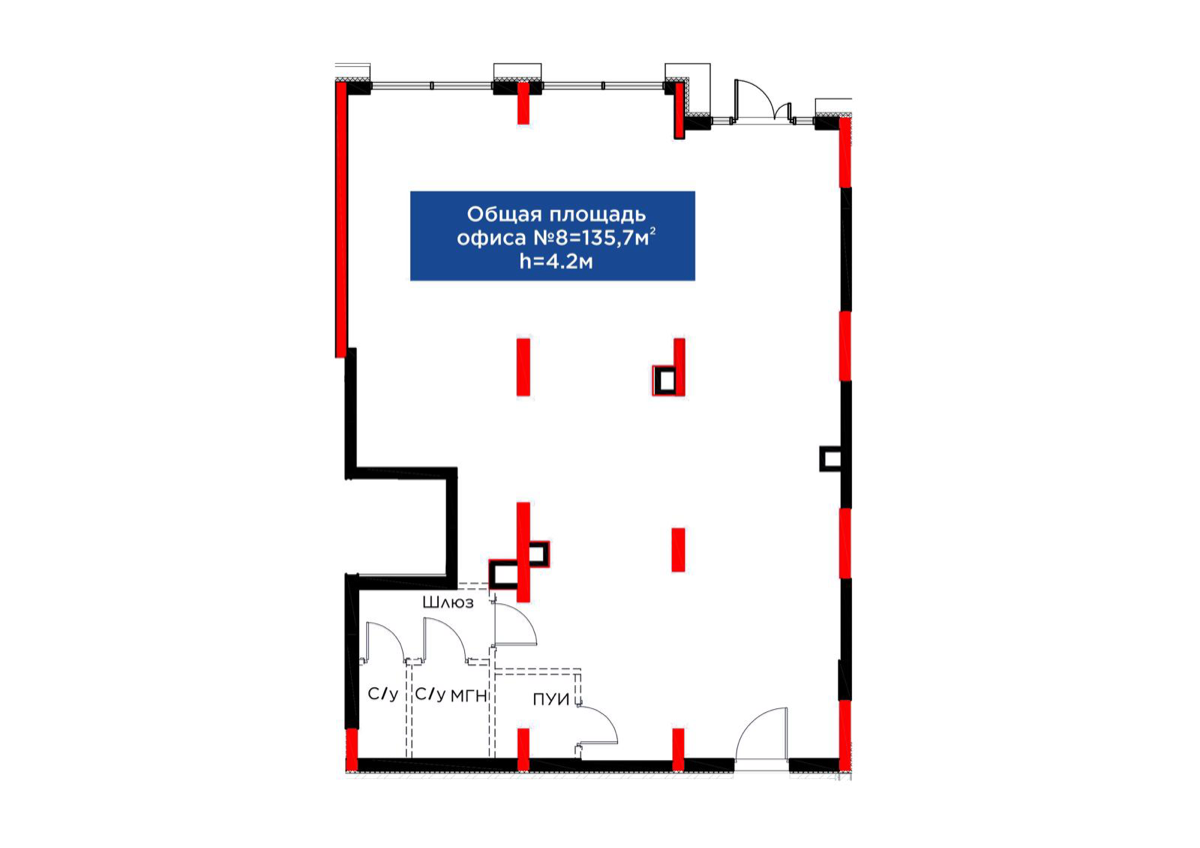 Планировка помещения 136 м² в ЖК «Batysmūra Prime»
