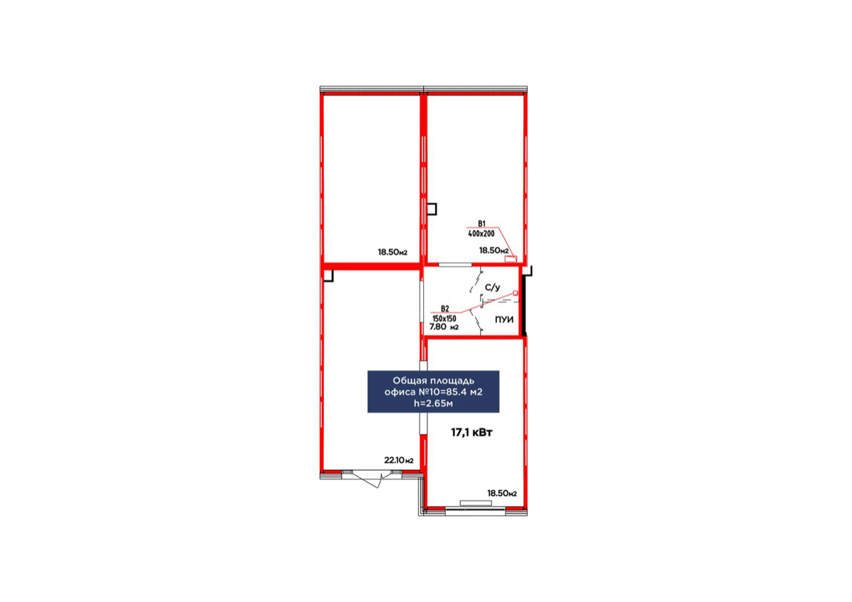 Планировка помещения 85 м² в ЖК «Jetisu.Aspan»