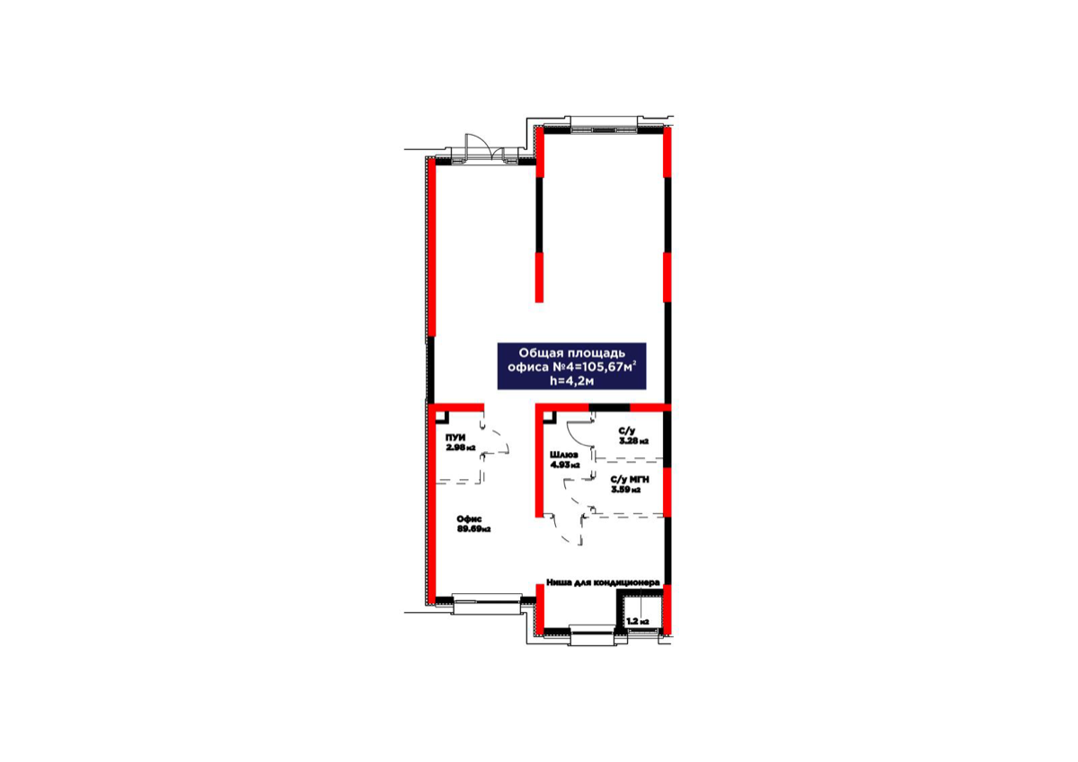 Планировка помещения 106 м² в ЖК «Atamura. Dastur»