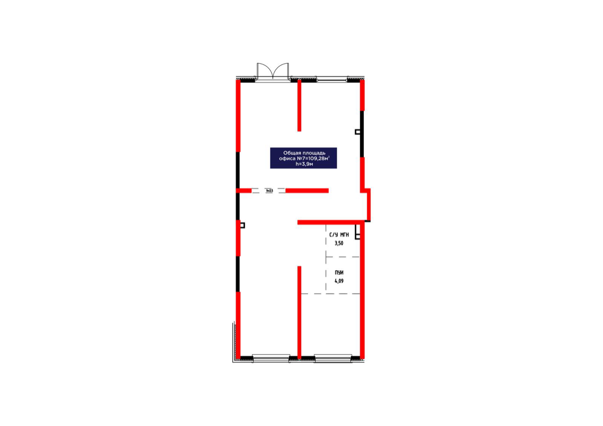Планировка помещения 109 м² в ЖК «Arman Qala Comfort»