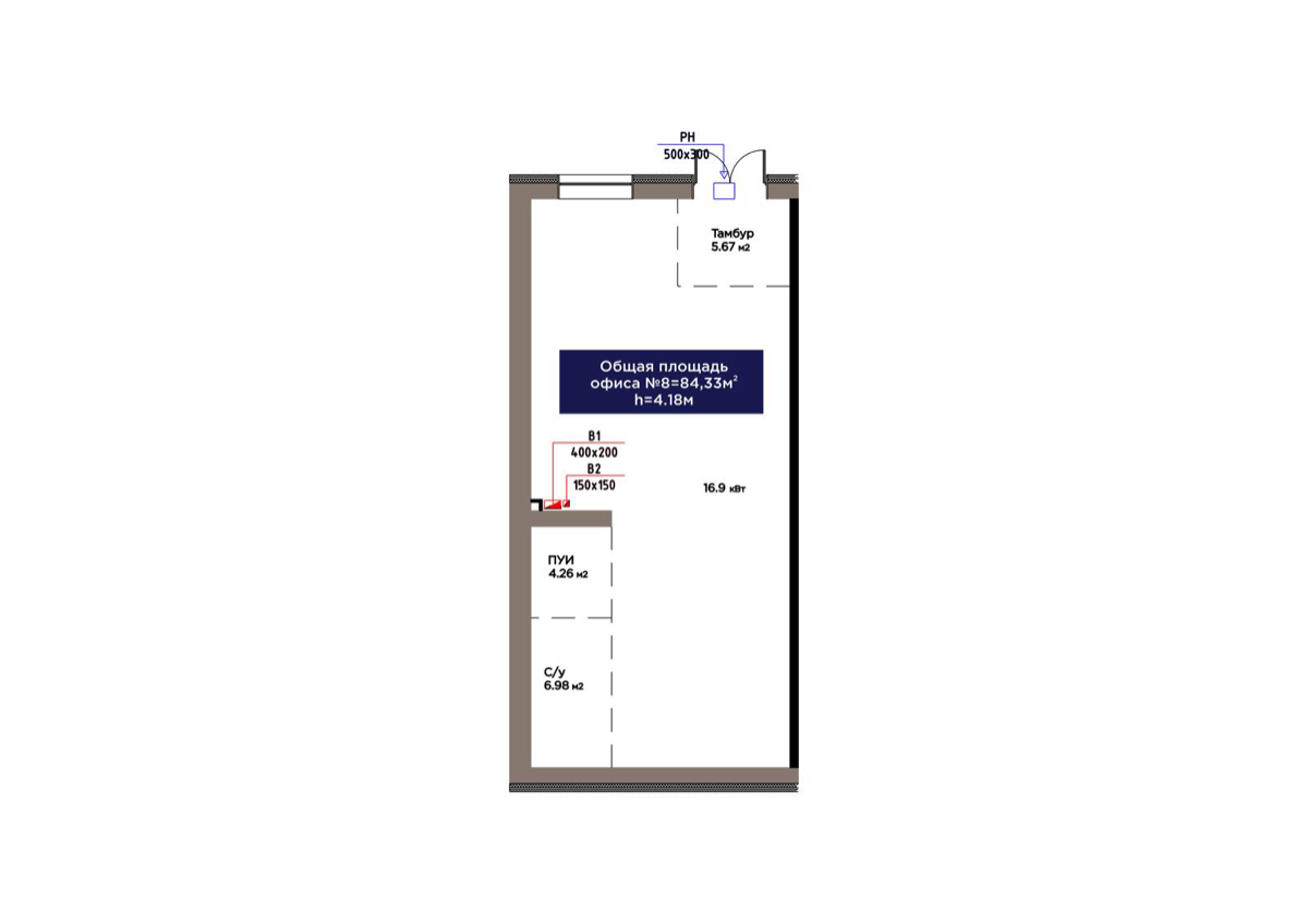 Планировка помещения 84 м² в ЖК «ŪIA.TARIH»