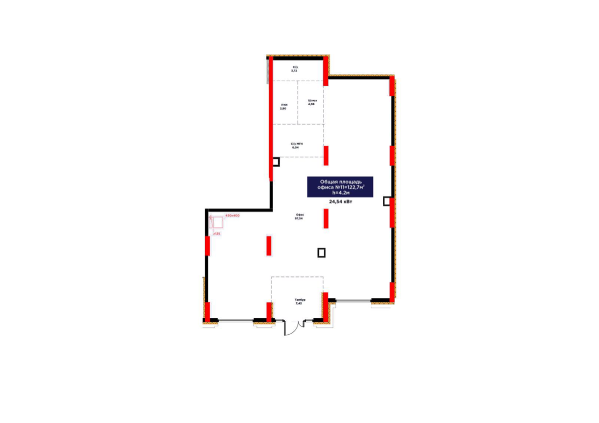 Планировка помещения 123 м² в ЖК «ŪIA.DARYN»