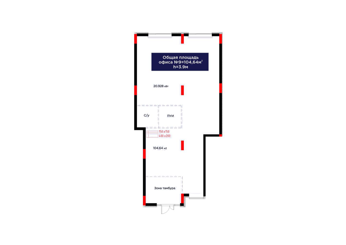Планировка помещения 105 м² в ЖК «ŪIA.TARIH»