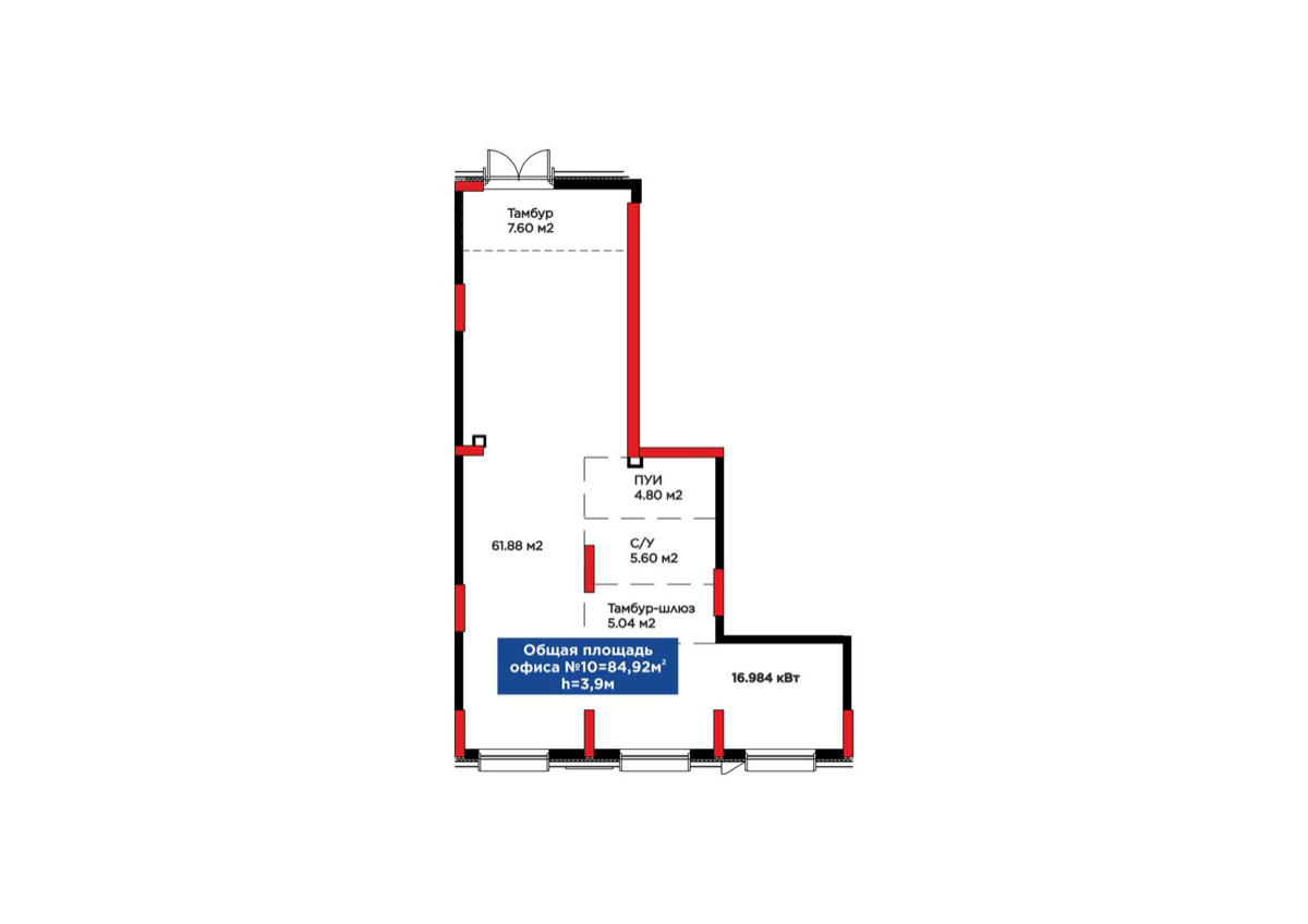 Планировка помещения 85 м² в ЖК «Arman Town»