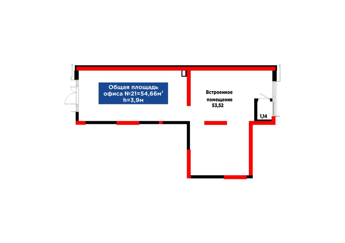 Планировка помещения 55 м² в ЖК «4Seasons. Crystal»