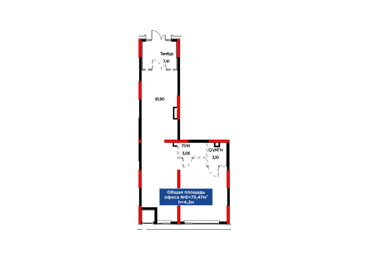 Планировка помещения 79 м² в ЖК «Atamura. Urpaq»