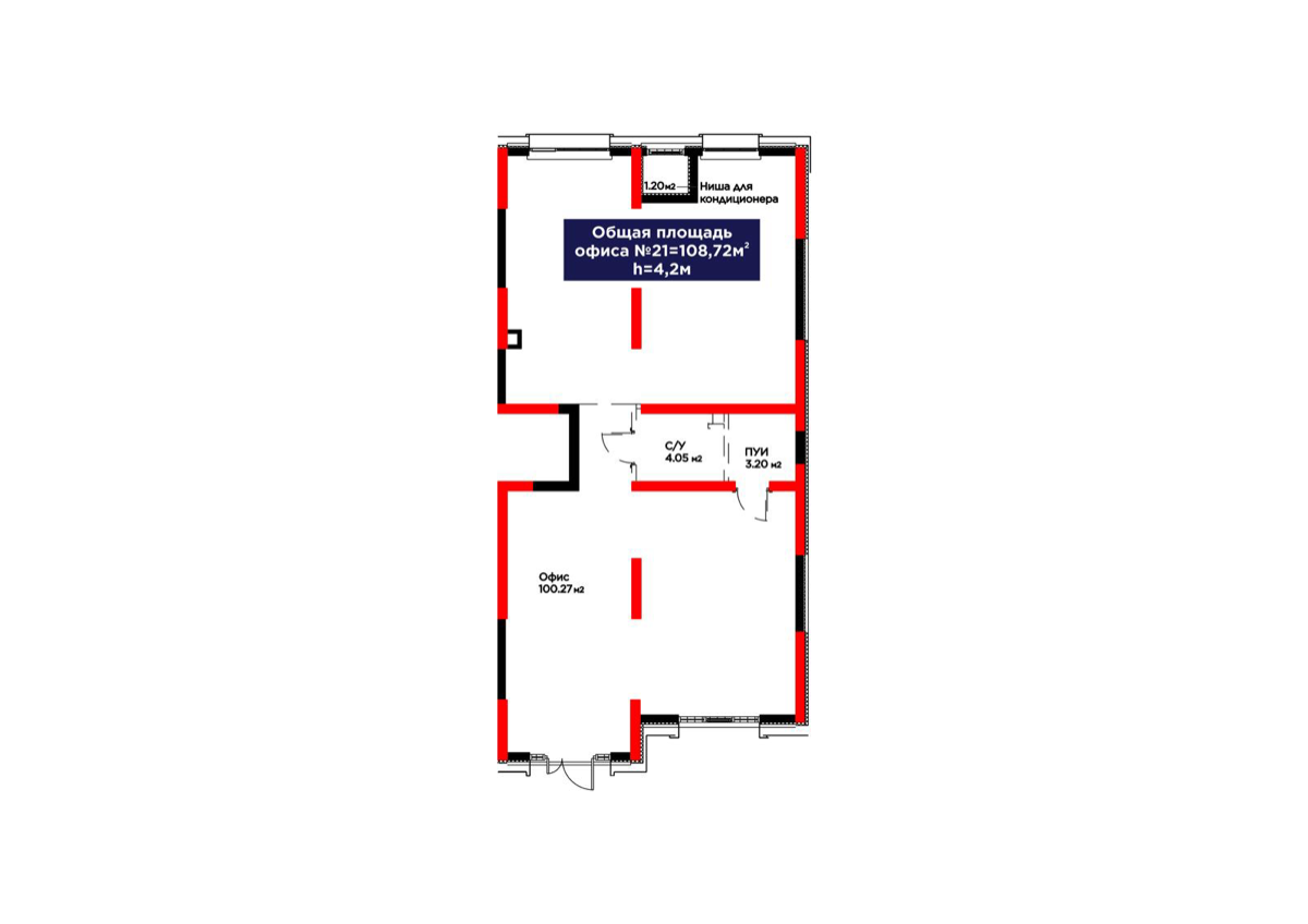 Планировка помещения 109 м² в ЖК «Atamura. Dastur»