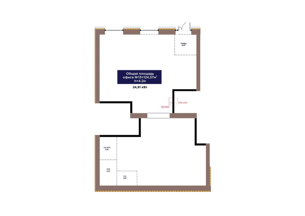 Планировка помещения 125 м² в ЖК «Arna Urpaq»