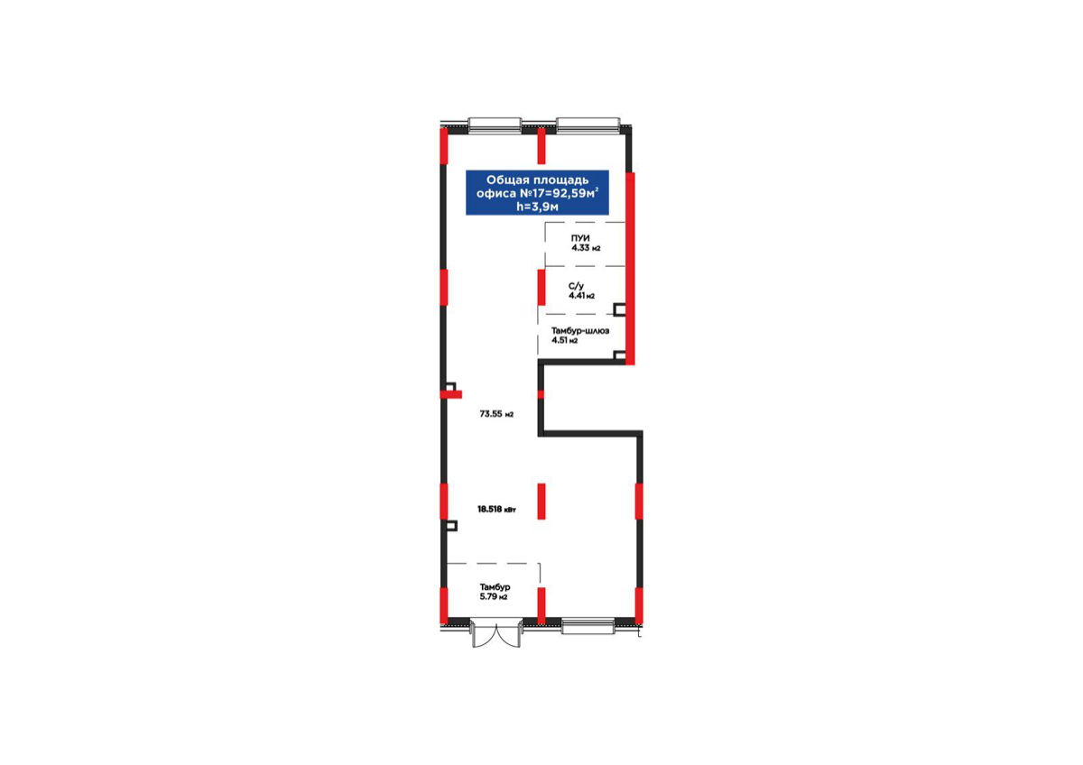 Планировка помещения 93 м² в ЖК «Arman Town»