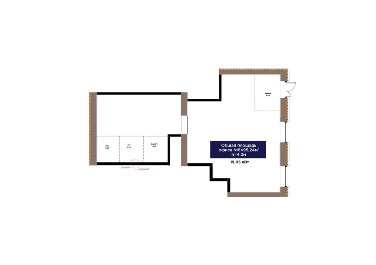 Планировка помещения 95 м² в ЖК «Arna Urpaq»