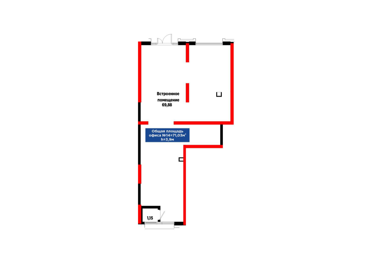 Планировка помещения 71 м² в ЖК «4Seasons. Crystal»