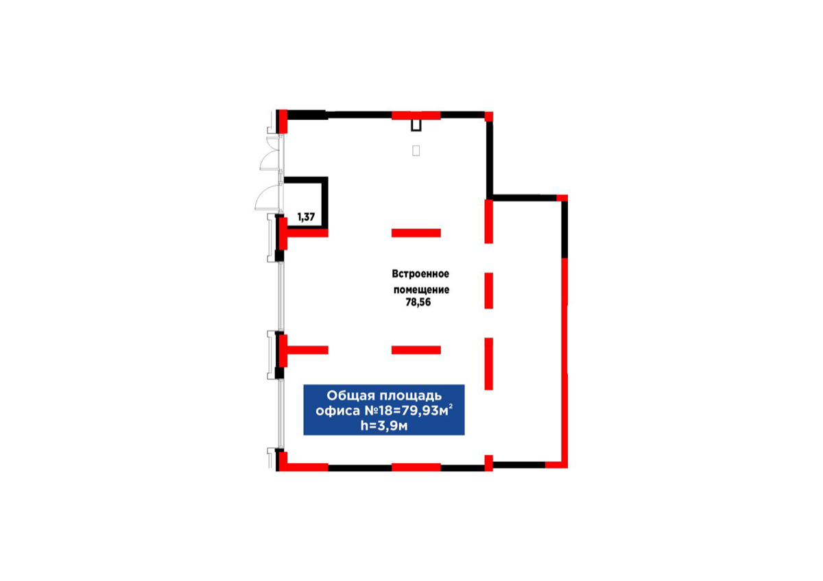 Планировка помещения 80 м² в ЖК «4Seasons. Crystal»