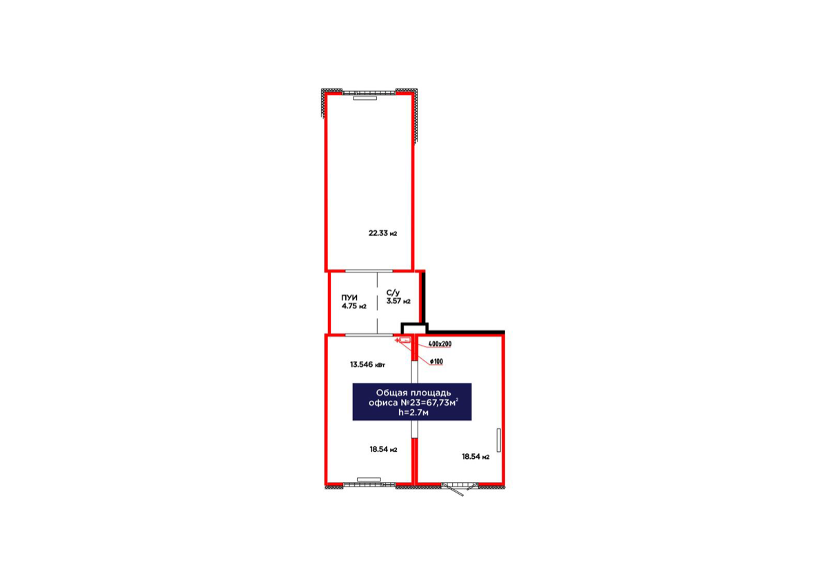 Планировка помещения 68 м² в ЖК «Jetisu.Aspan»