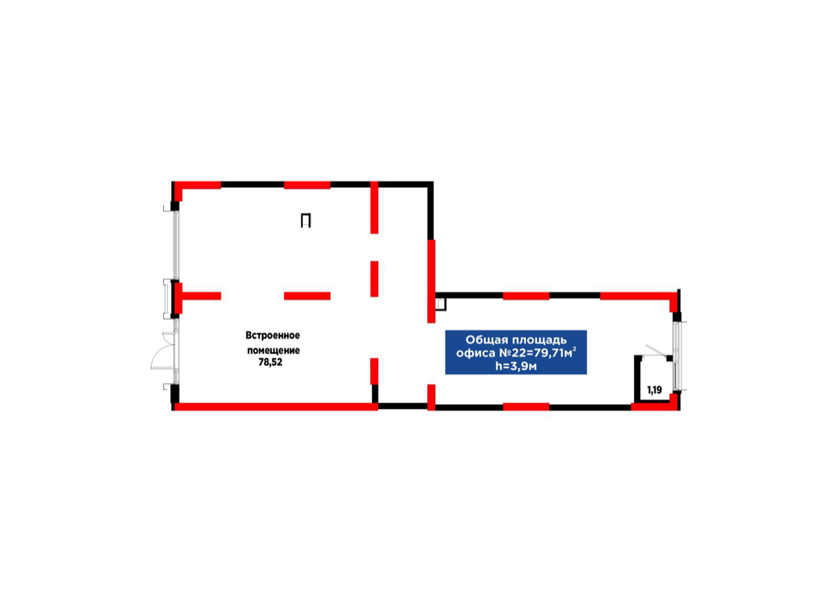 Планировка помещения 80 м² в ЖК «4Seasons. Crystal»