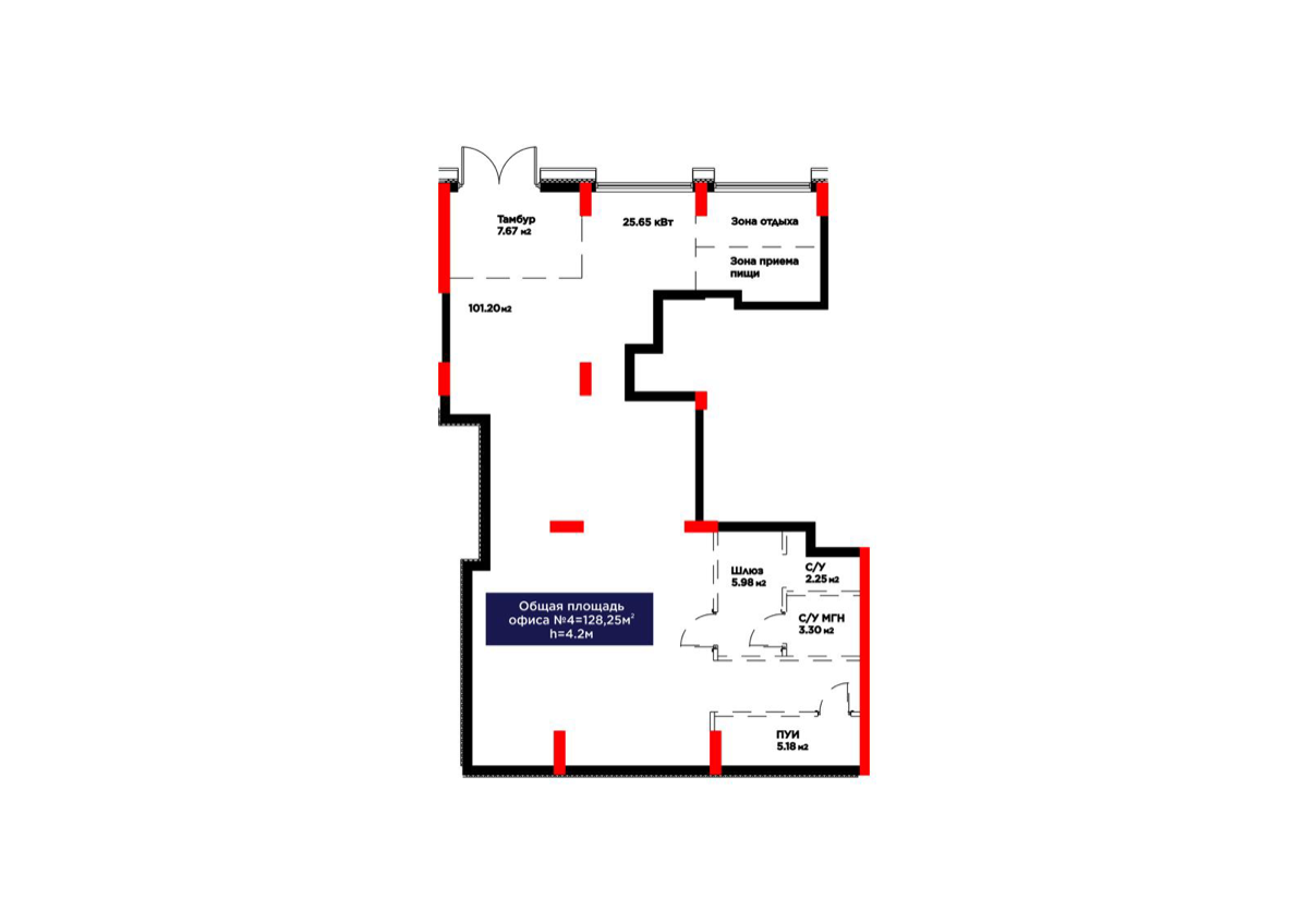Планировка помещения 128 м² в ЖК «Batysmūra Prime»