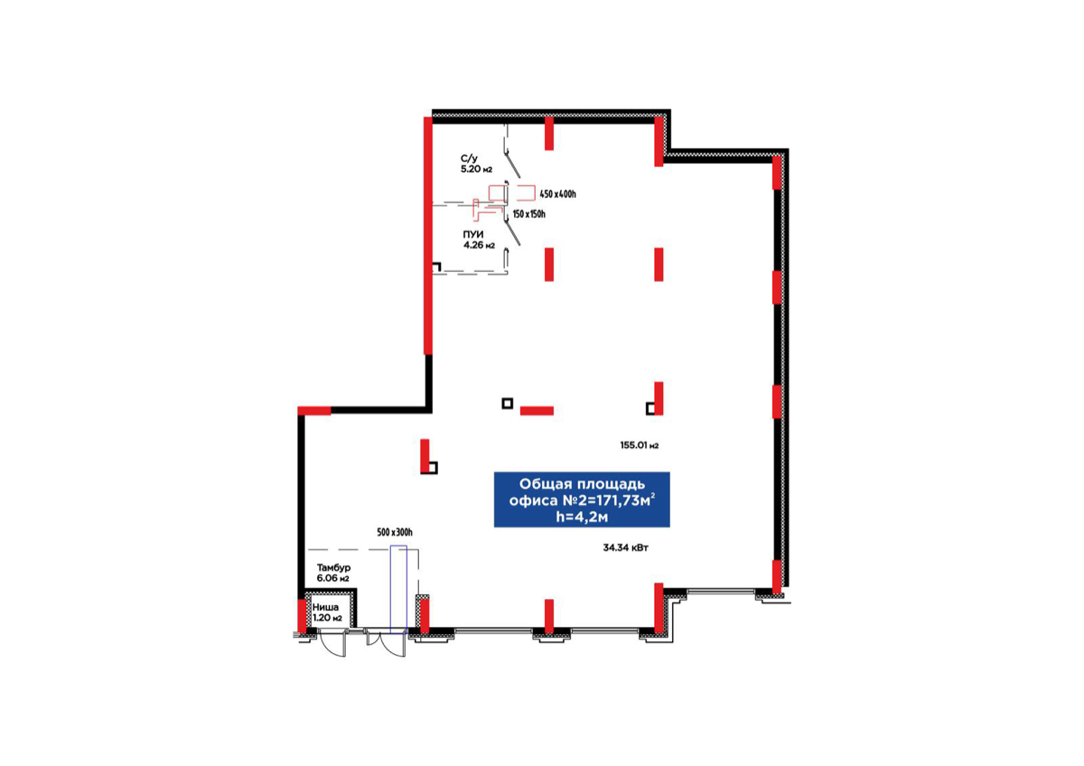 Планировка помещения 172 м² в ЖК «ŪIA.DARYN»