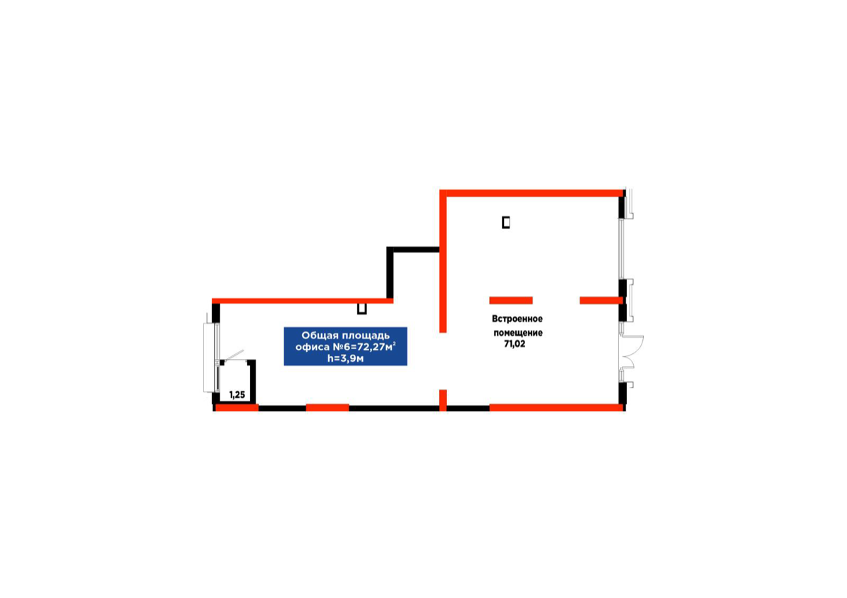 Планировка помещения 72 м² в ЖК «4Seasons. Crystal»