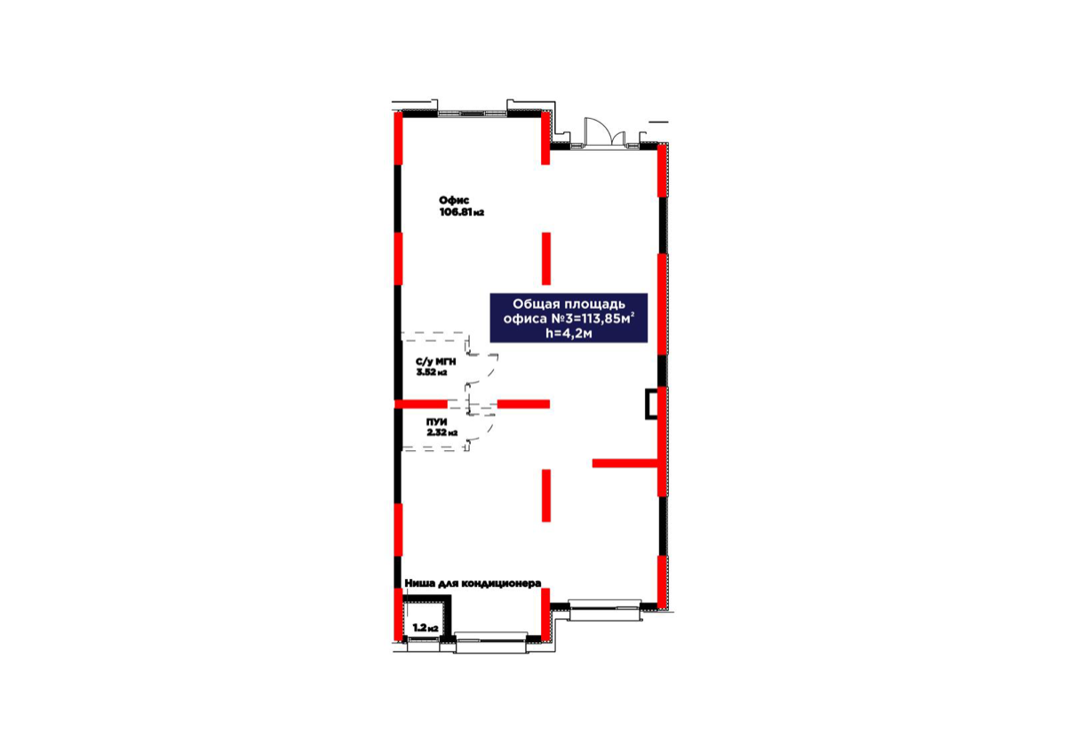 Планировка помещения 114 м² в ЖК «Atamura. Dastur»