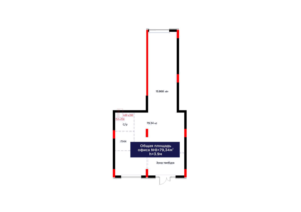 Планировка помещения 79 м² в ЖК «ŪIA.TARIH»