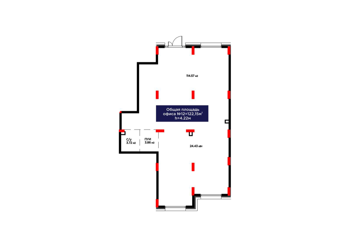 Планировка помещения 122 м² в ЖК «ŪIA.DARYN»