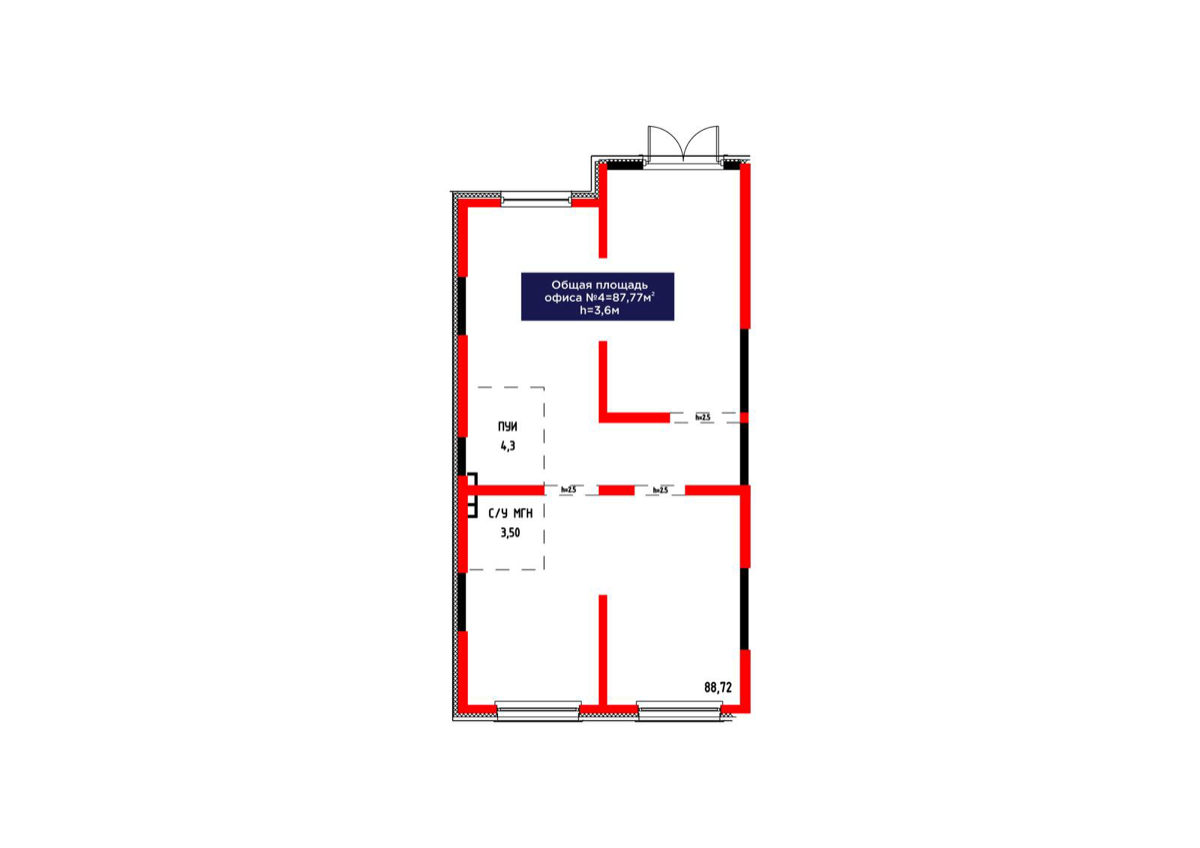 Планировка помещения 88 м² в ЖК «Arman Qala Comfort»