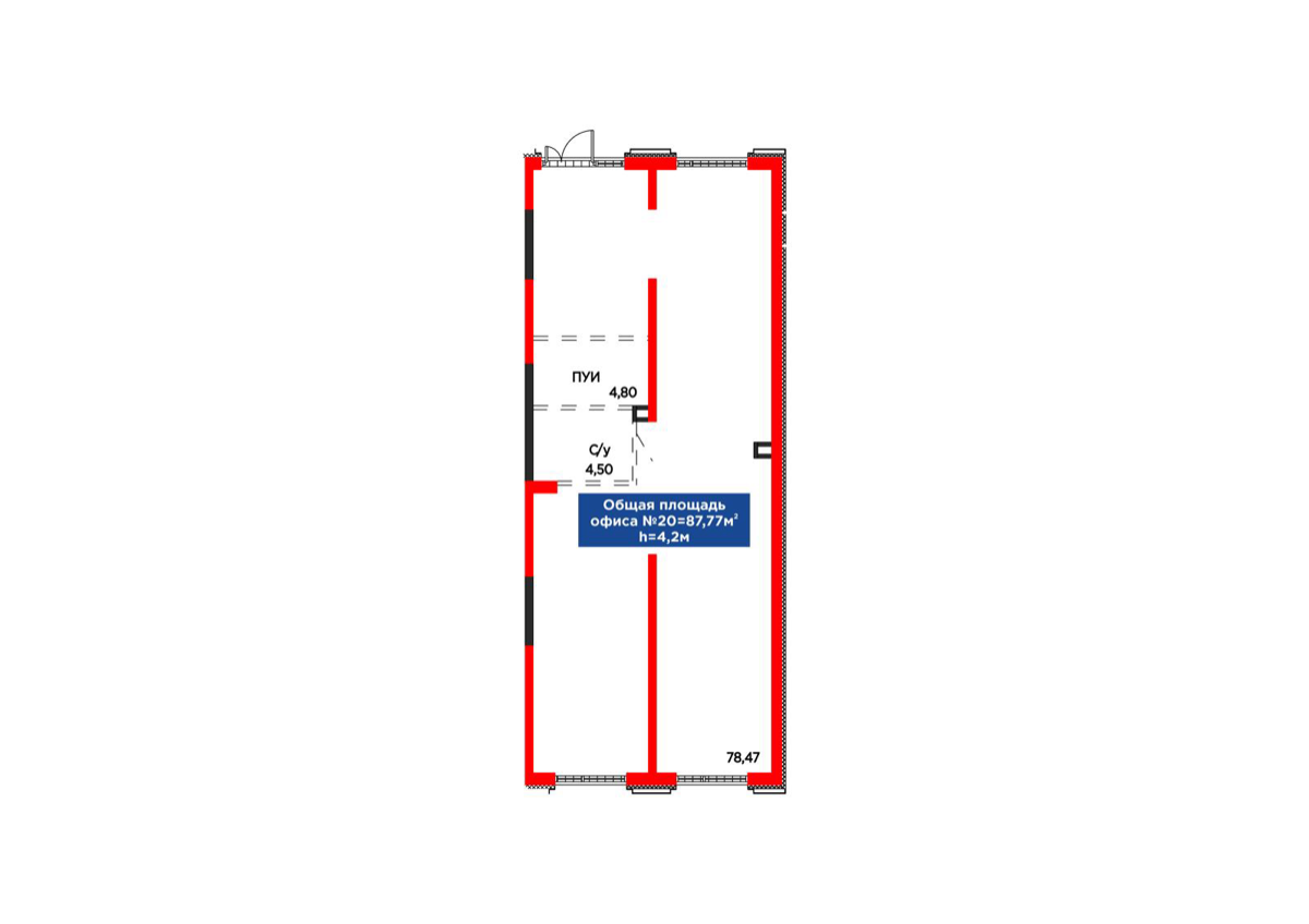 Планировка помещения 88 м² в ЖК «Arena City. Sport Almaty»